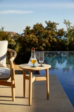 Crosshatch Outdoor Side Table -Muutous Zone W DWR SP23 EDITORIAL SADDLE PEAK 887