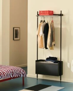 Hay Pier Wardrobe 7 Hay Pier Wardrobe -Muutous Zone W HAY 2545270 100337415 single 1 shelf 1 cabinet monochrome black v1