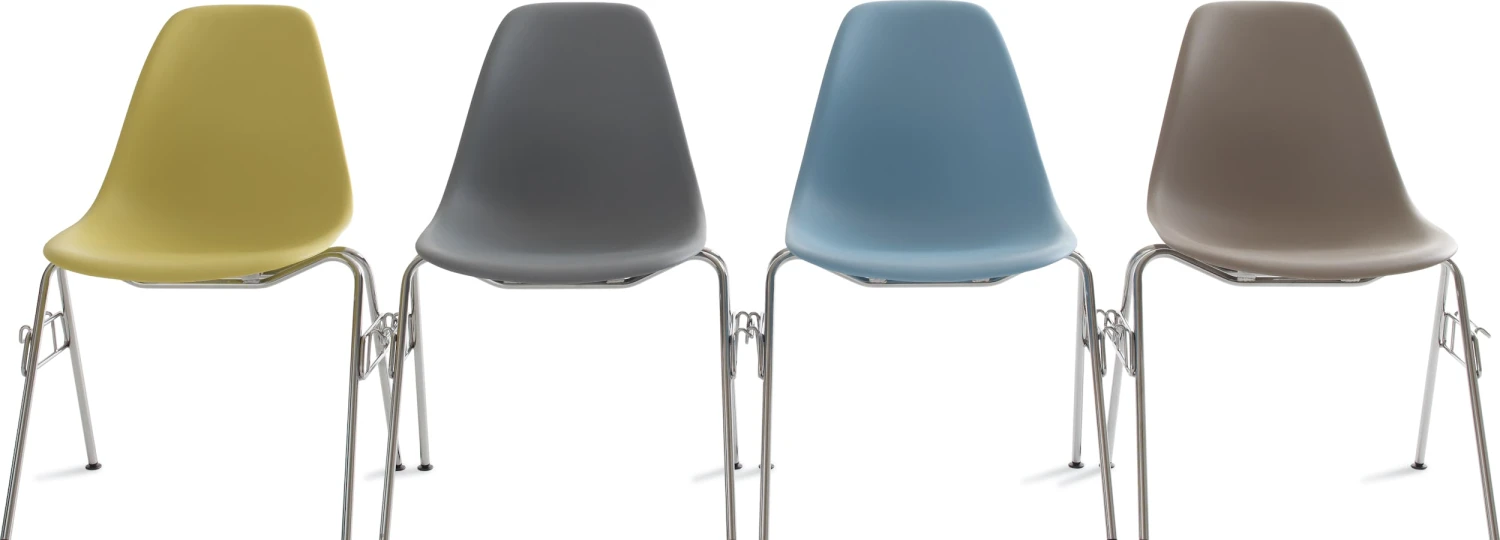 Eames Molded Fiberglass Side Chair, Stacking Base 2 Eames Molded Fiberglass Side Chair, Stacking Base - Image 2